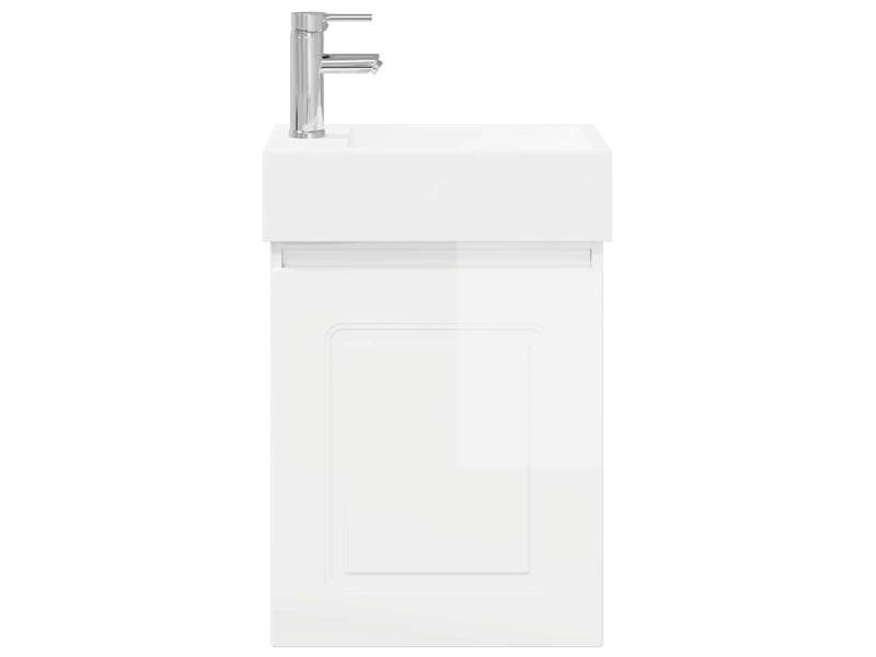  Meuble de rangement salle de bain avec robinet blanc brillant shl2334  - Conforama E