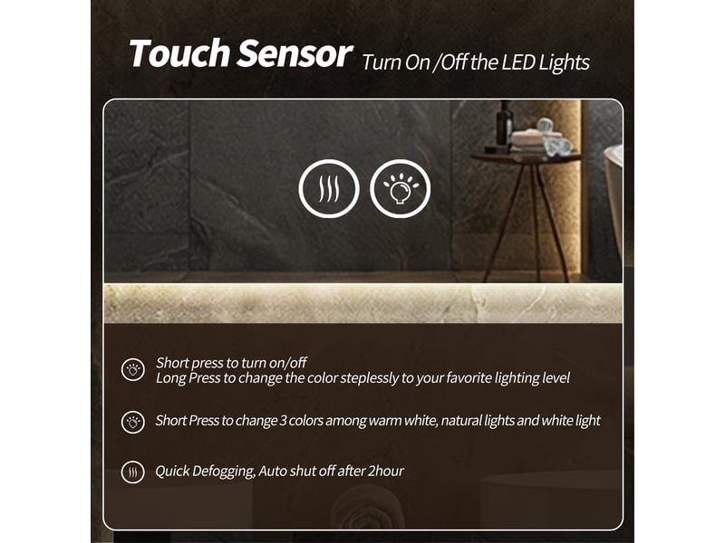  Miroir led rond de 70 cm pour salle de bain, rétroéclairé et anti-buée  - Conforama E