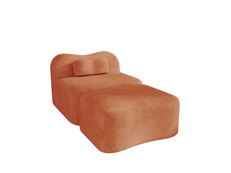 Canapé modulable, canapé 1 place, en tissu, orange, avec pouf, pour salon, chambre, adapté à l'espace de vie, appartement - Conforama W