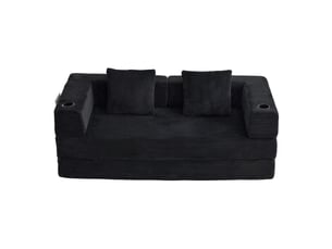 Canapé droit compressé convertible <strong>MODENVIE</strong> <strong></strong> 2 places Velours côtelé noir
