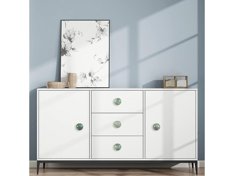 Pack de 2 poignées en cristal en forme de champignon en aventurine verte, tirettes décoratives pour cuisine et meubles - Conforama E