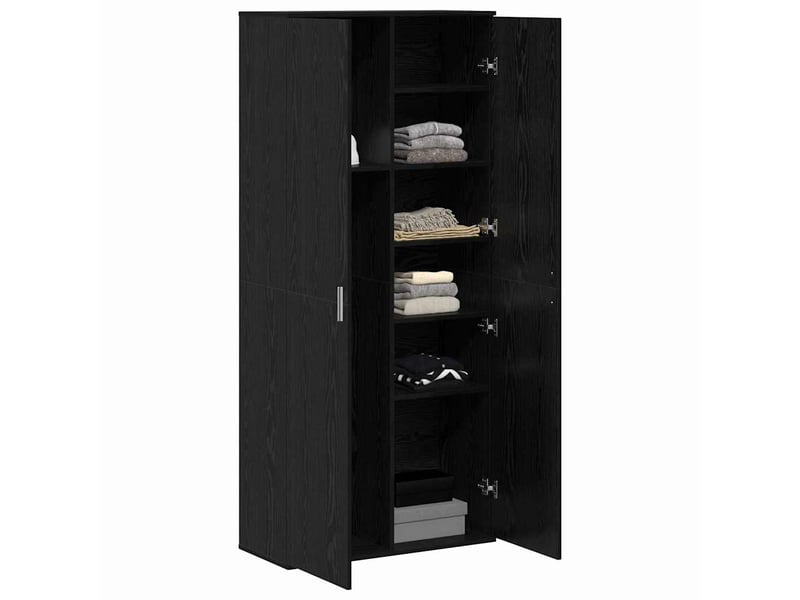  Buffet, meuble de rangement salon 80 x 35 x 180 cm bois d'ingénierie chêne noir  - Conforama C