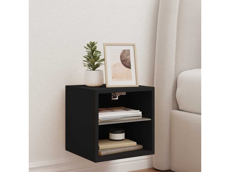  Meuble tv - banc tv - meuble de rangement mural avec lumières led noir 30x28,5x30 cm  - Conforama D