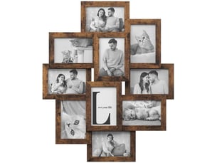 Pêle-mêle mural pour 10 photos 60 x 3,6 x 49,3 cm design contemporain style rustique en mdf noir 12_0009879