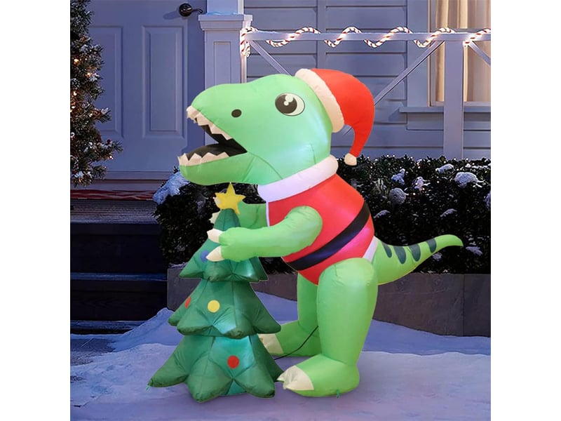  Dinosaure gonflable de noël 1,45 m avec led, décoration lumineuse extérieure pour jardin et pelouse  - Conforama C