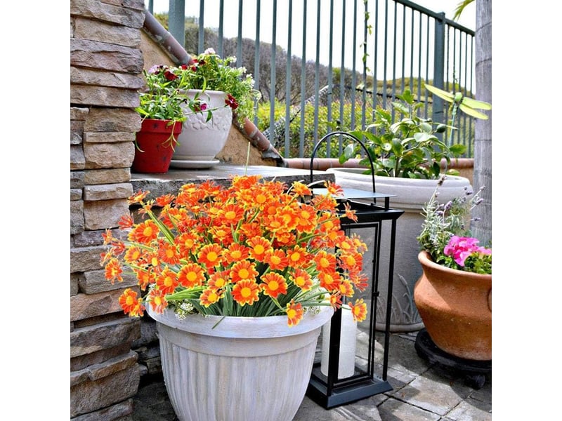  Daisy artificielle - fleur synthétique pour décoration intérieure et extérieure - bouquet de 6 pièces avec tiges flexibles et feuillage vert dense  - Conforama D