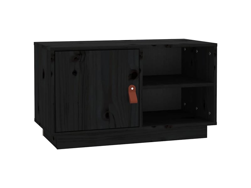  Meuble tv - banc tv - meuble de rangement noir 70x34x40 cm bois de pin massif  - Conforama A