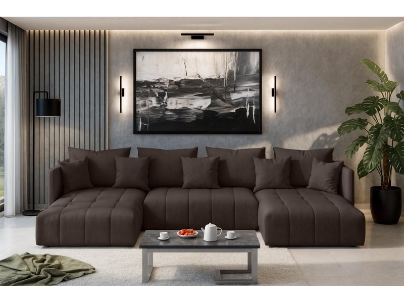  Canapé panoramique convertible veliro canapé en u marron 353 VeliroU - Conforama B