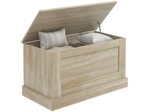 Coffre de rangement, coffre à s, avec charnière de sécurité, pour salon, en bois, 80 x 40 x 45 cm, bois naturel