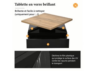 Table basse carré(e) coloris noir <strong></strong> <strong></strong> - 70 cmx70 cm