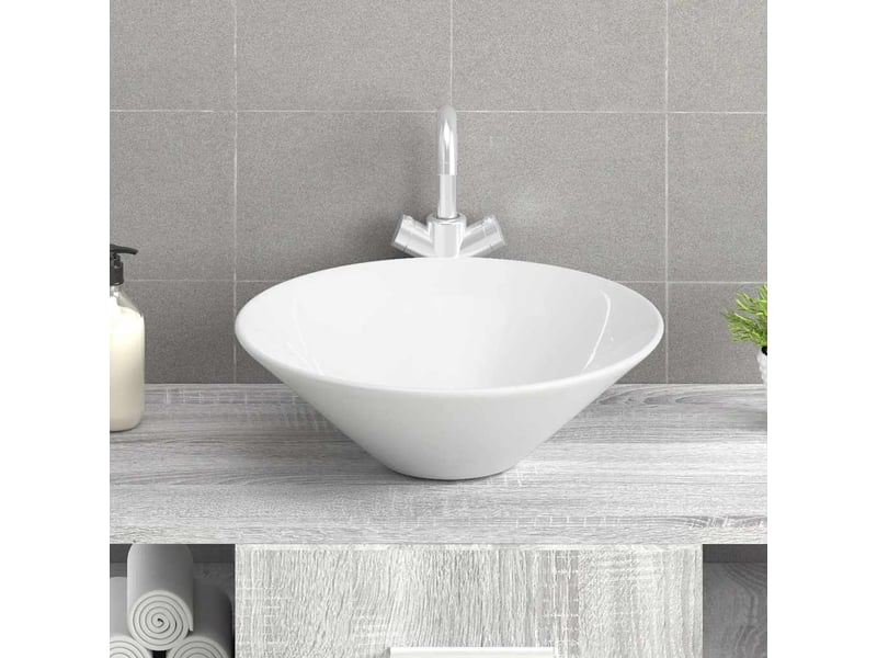  Lot de 2 lavabos, vasque à poser blanc 42x42x14 cm céramique cf65688  - Conforama C