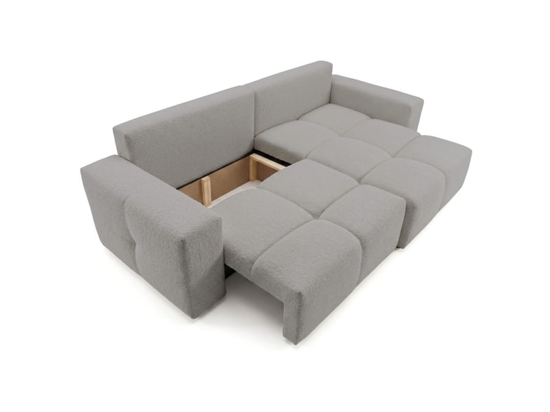  Celine - canapé d'angle convertible et réversible 4 places en bouclette  - Conforama D