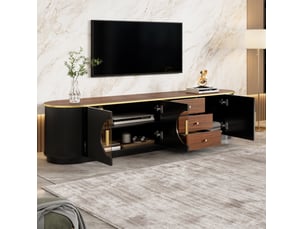 Meuble tv coloris noir 180 cm <strong>VIVRYN</strong>  <strong></strong>