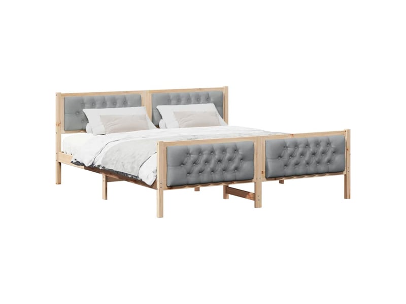  Lit double- lit adulte -  cadre de lit gris clair 160 x 200 cm pin massif  - Conforama B