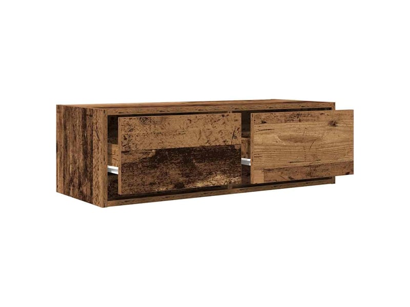  Lot de 2 meuble tv bas salon vieux bois 80x31x25,5 cm bois d'ingénierie shl32455  - Conforama D