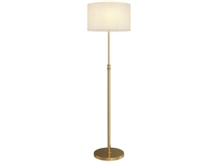 Lampadaire avec télécommande et luminosité réglable (3000k–6000k), abat-jour en tissu, doré