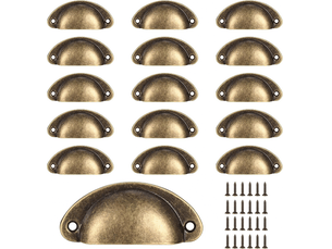 16 poignées de coquille, poignées de tiroir vintage, poignées et boutons pour portes d'armoires de cuisine rétro