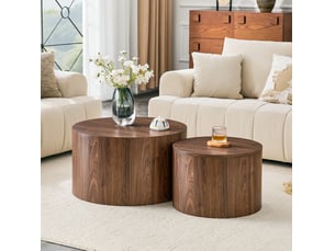 Table basse rond(e) coloris bois foncé <strong>CHICFURN</strong> <strong></strong> - 62.8 cmx44 cm