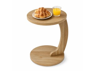 Table d'appoint c ronde 38x55 cm en mdf coloris chêne clair