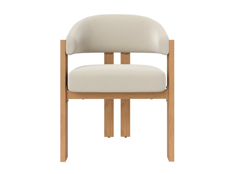 Lot de 6 chaises de salle à manger 49x47x78cm, beige et naturel, métal, effet bois, mobilier de cuisine, rembourrage épais  - Conforama A