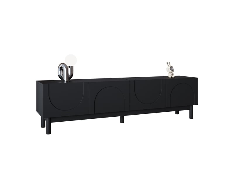  Meuble tv modenvie 4 portes sans poignées avec rangement 169 x 34 x 45,5 cm noir  - Conforama A