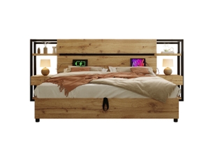 Lit avec rangement 180x200 cm coloris bois clair
