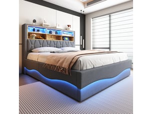 Lit coffre 180x200 cm coloris gris
