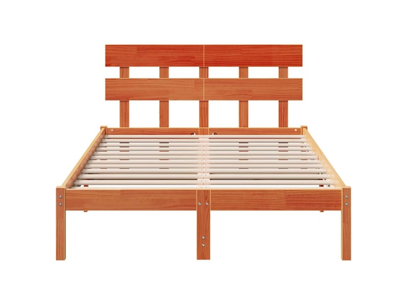  Lit double- lit adulte -  cadre de lit marron 135 x 190 cm bois de pin massif  - Conforama D