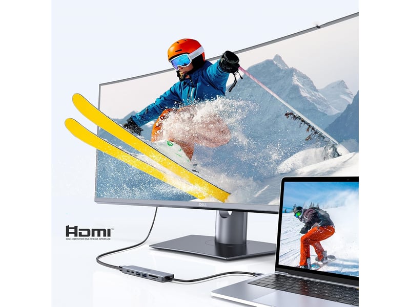  Adaptateur usb c, hub usb c hdmi 4k, pd 100w multiport 7-en-1  - Conforama D