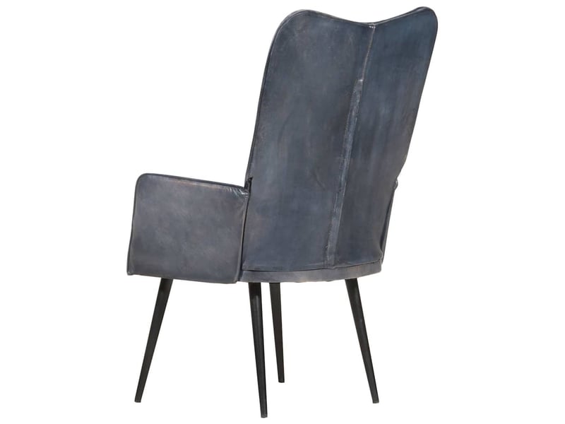  Chaise à oreilles gris cuir véritable cf28146  - Conforama C