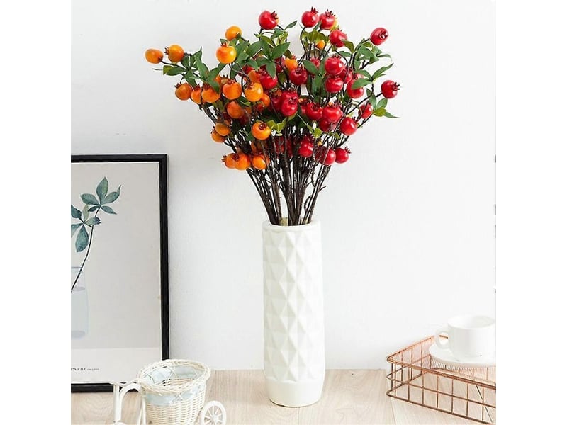  Nouvelle branche de grenadier avec feuilles, fleurs artificielles rouges, décoration pour la maison et le jardinjaune  - Conforama B