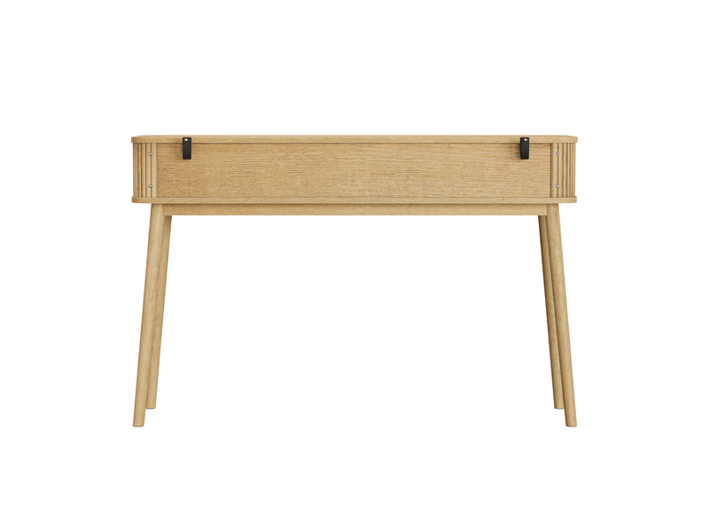  Table basse avec rangement table de salon à tiroirs compartiment ouvert aspect chêne style vintage design mid-century fonction bureau design moderne format console  - Conforama E