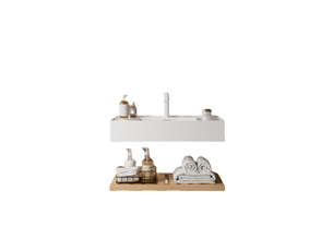 Badezimmerschrank - lede - 75cm - acrylique - bois naturel - blanc