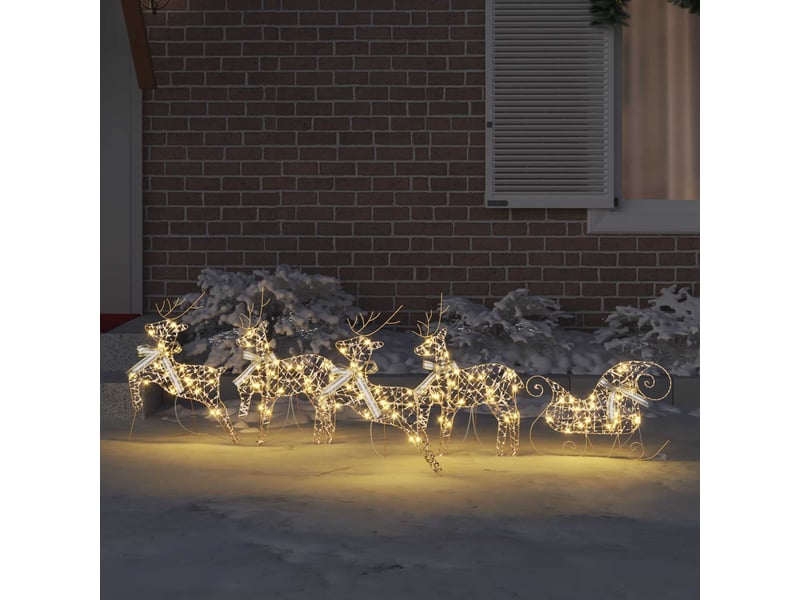  Lot de 5 rennes led, éclairage de noël, décoration de noël 40 led doré 44 x 18 x 65,5 cm pet cf62088  - Conforama C