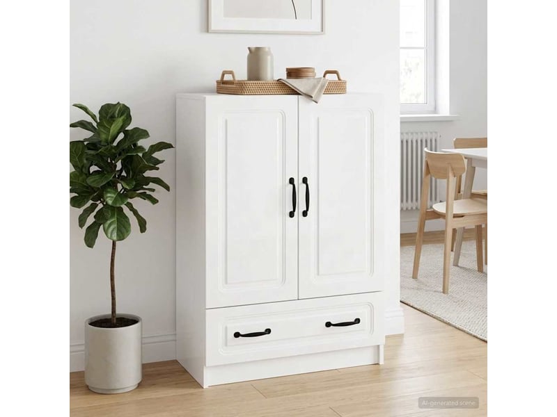  Buffet - bahut - meuble de rangement blanc brillant 66 x 34,5 x 92 cm bois d'ingénierie  - Conforama B