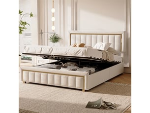 Lit coffre 160x200 cm <strong></strong>  <strong></strong> coloris blanc
