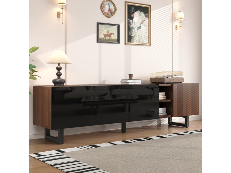  Meuble tv 4 portes 180 x 38 x 50 cm – finition effet bois vintage  - Conforama A