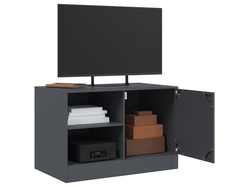  Lot de 2 meuble tv bas salon anthracite 67x39x44 cm acier shl51448  - Conforama D