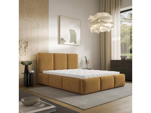 Lit coffre 200x200 cm <strong>MASSENO</strong> <strong></strong> coloris bois clair