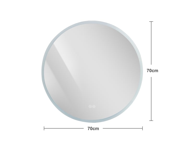  Miroir de salle de bains led rond 70 cm, lumière réglable 3 couleurs, ip44  - Conforama C