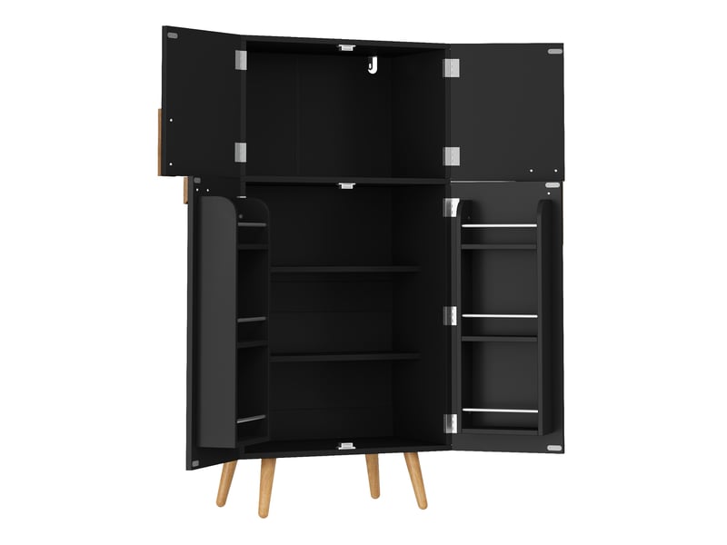 Buffet de cuisine haut 60x35x120 cm noir, 4 portes, rangements de porte et étagères réglables Fay Lum - Conforama D