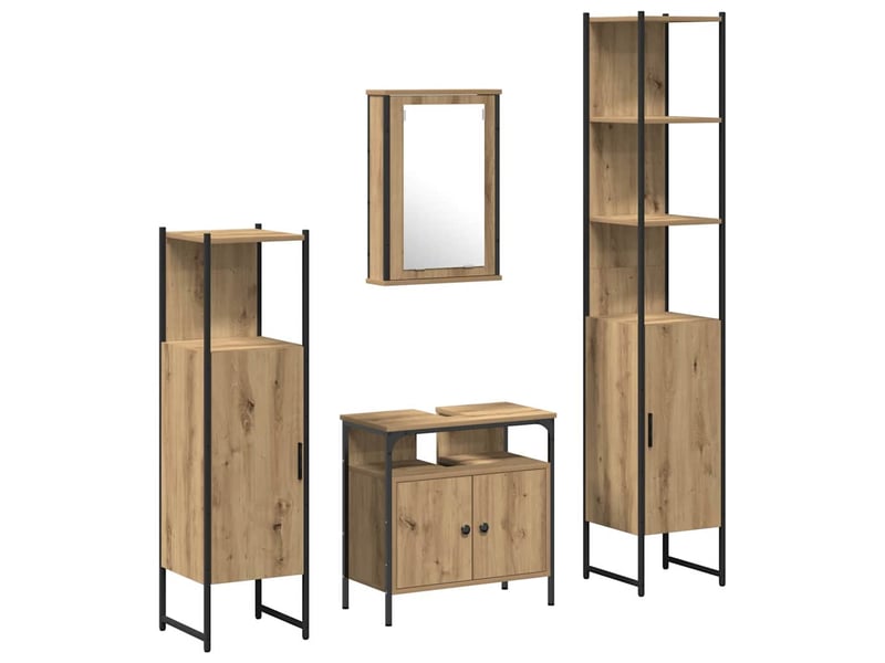  Ensemble de mobilier de salle de bain 4 pc chêne artisanal cf64504  - Conforama A