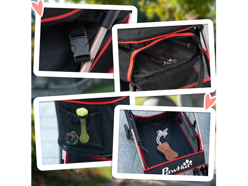 Poussette pour enfent 2-en-1 82 x 49,5 x 98 cm - rouge - pliable avec sac et panier de rangement - Conforama E