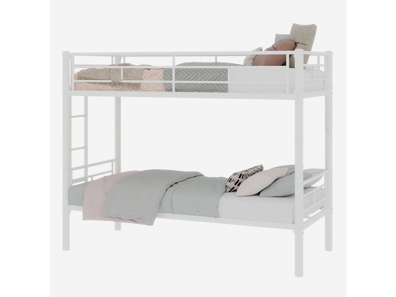  Lit superposé jumeaux 90x200 cm en métal renforcé convertible garde-corps et échelles sans sommier  - Conforama A