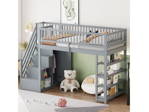 Lit mezzanine 90x200 cm TCQPZ coloris gris