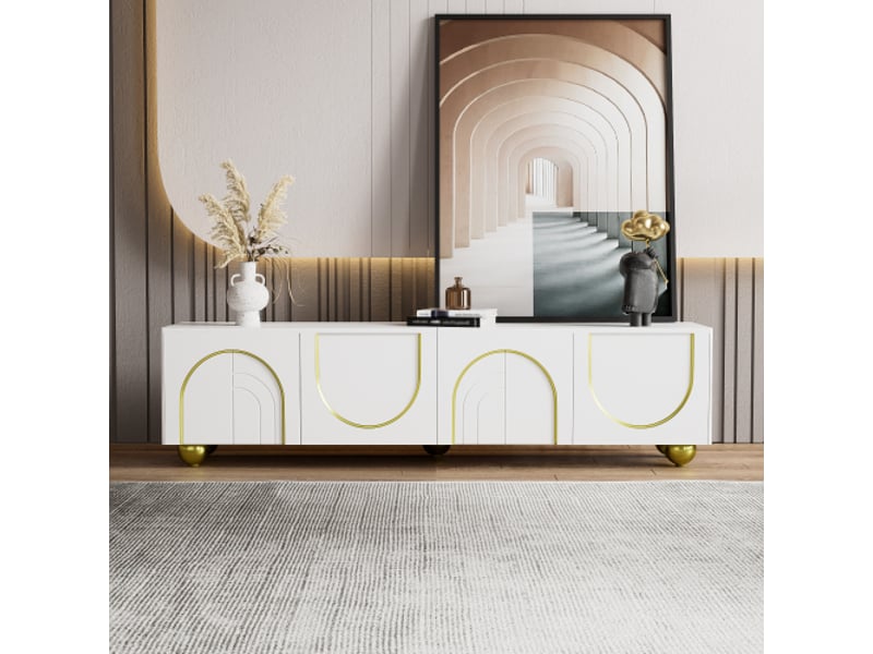  Meuble tv blanc 170 cm panneau de particules meuble tv blanc - Conforama B