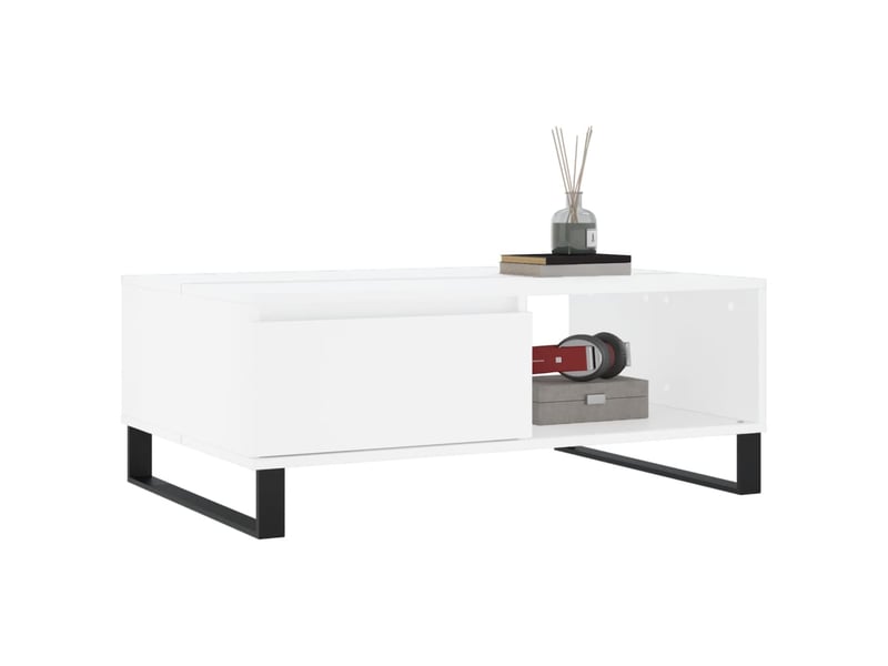  Table basse rectangulaire | table de salon blanc 90x60x35 cm bois d'ingénierie shl8997  - Conforama C