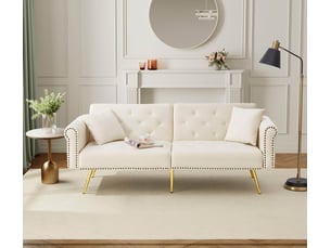 Canapé droit convertible <strong>MODENVIE</strong> <strong></strong> 2 places Velours beige