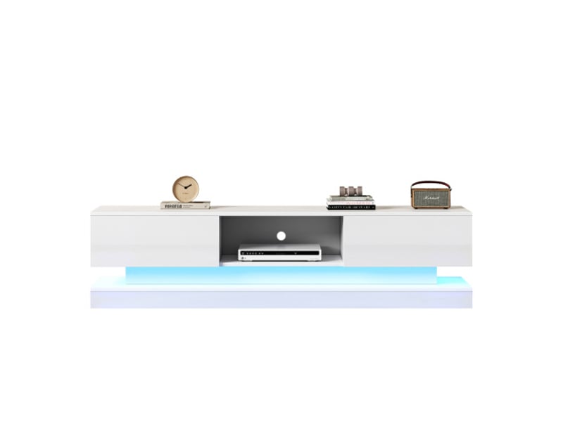  Meuble tv blanc 160 cm led panneau de particules meuble tv blanc - Conforama A