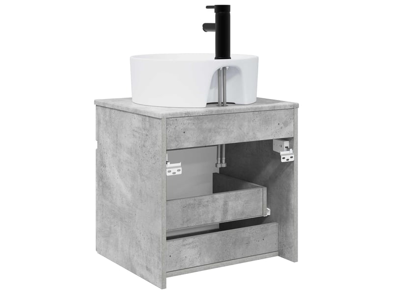 Meuble de lavabo mural, rangement salle de bain gris béton 49x44.5x65 cm - Conforama D